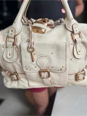 Chloe Paddington large duffle tote cream Leather Satchel Handbag with Gold
